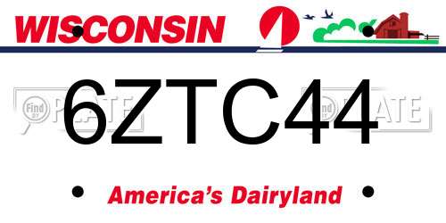 6ZTC44 Wisconsin License Plate