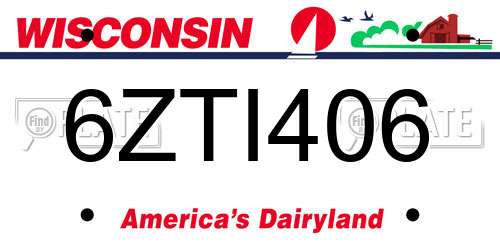 6ZTI406 Wisconsin License Plate