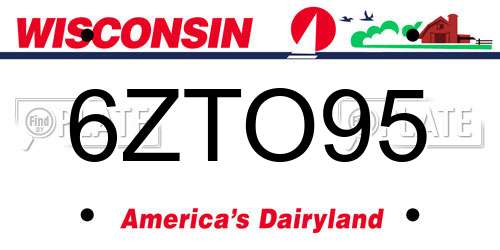6ZTO95 Wisconsin License Plate