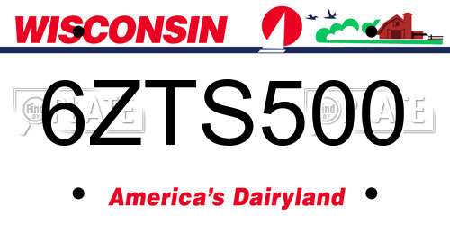 6ZTS500 Wisconsin License Plate