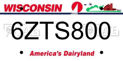 6ZTS800 Wisconsin License Plate