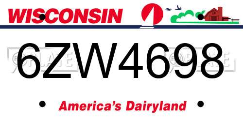 6ZW4698 Wisconsin License Plate