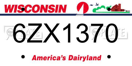 6ZX1370 Wisconsin License Plate