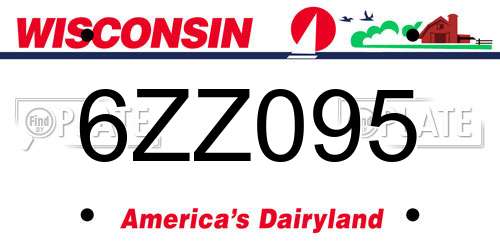 6ZZ095 Wisconsin License Plate