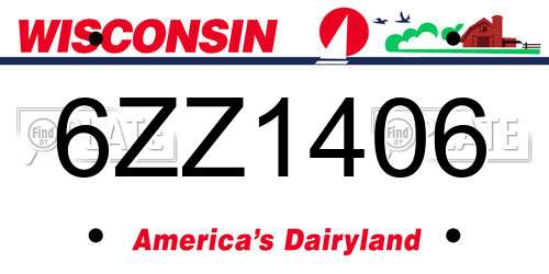 6ZZ1406 Wisconsin License Plate