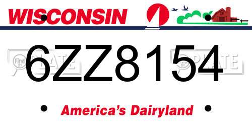 6ZZ8154 Wisconsin License Plate