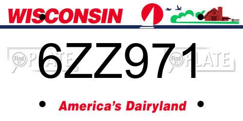 6ZZ971 Wisconsin License Plate