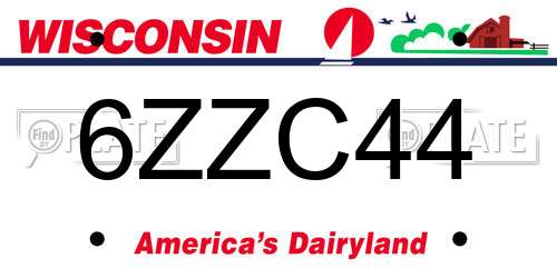 6ZZC44 Wisconsin License Plate