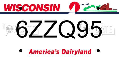 6ZZQ95 Wisconsin License Plate
