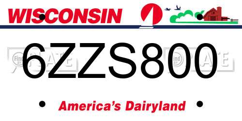 6ZZS800 Wisconsin License Plate