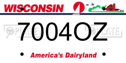 7004OZ Wisconsin License Plate