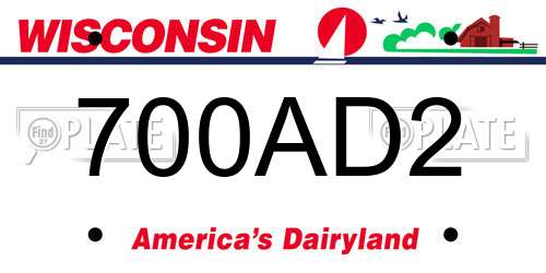 700AD2 Wisconsin License Plate