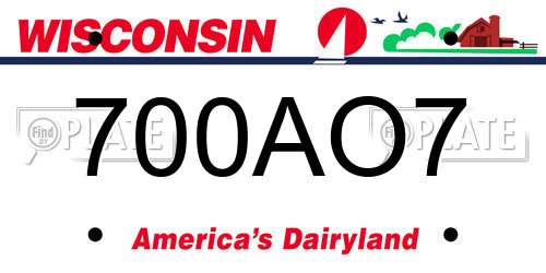 700AO7 Wisconsin License Plate