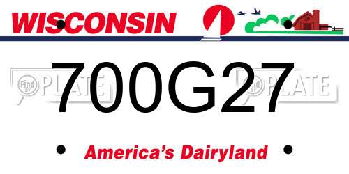 700G27 Wisconsin License Plate