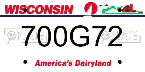 700G72 Wisconsin License Plate