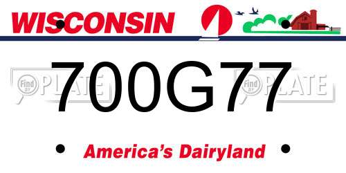 700G77 Wisconsin License Plate