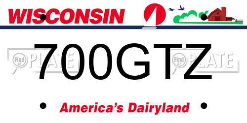 700GTZ Wisconsin License Plate