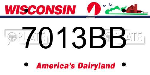7013BB Wisconsin License Plate