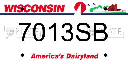 7013SB Wisconsin License Plate