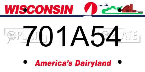 701A54 Wisconsin License Plate