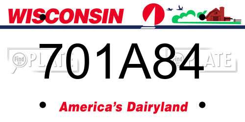 701A84 Wisconsin License Plate