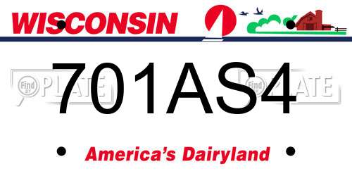 701AS4 Wisconsin License Plate