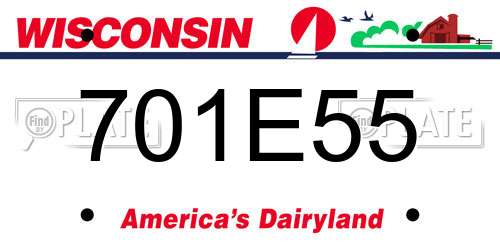 701E55 Wisconsin License Plate