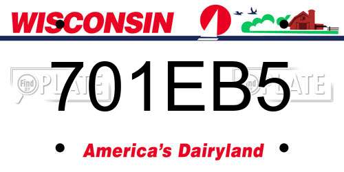 701EB5 Wisconsin License Plate