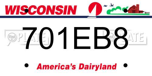 701EB8 Wisconsin License Plate