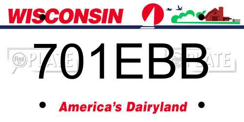 701EBB Wisconsin License Plate