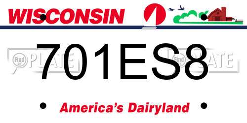 701ES8 Wisconsin License Plate