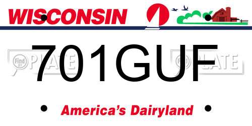 701GUF Wisconsin License Plate