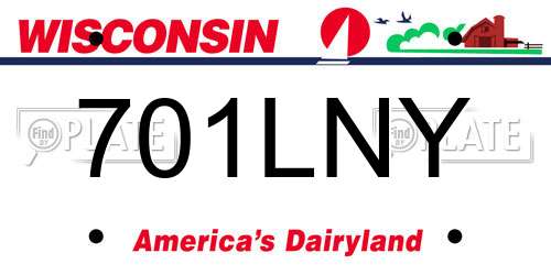 701LNY Wisconsin License Plate