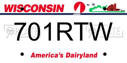 701RTW Wisconsin License Plate