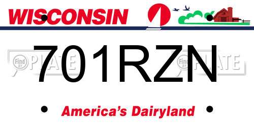 701RZN Wisconsin License Plate