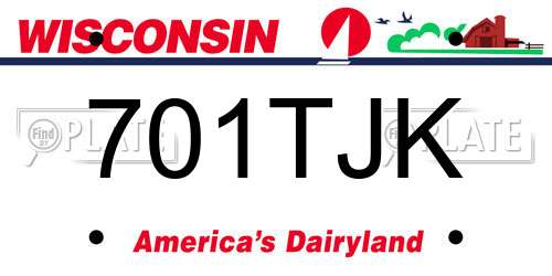 701TJK Wisconsin License Plate
