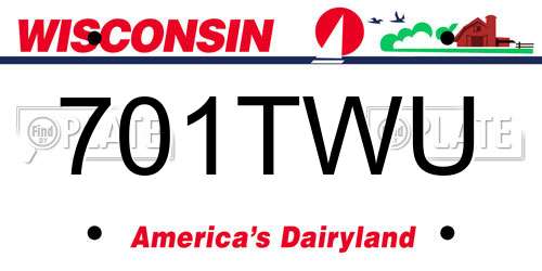 701TWU Wisconsin License Plate