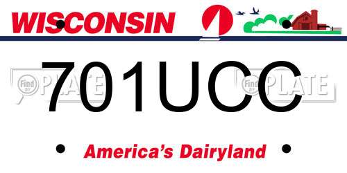 701UCC Wisconsin License Plate