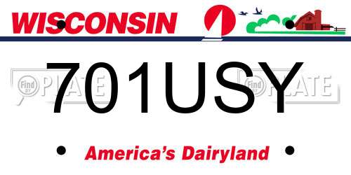 701USY Wisconsin License Plate