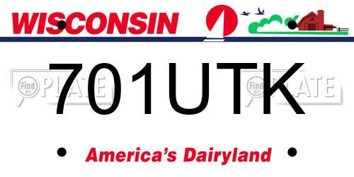 701UTK Wisconsin License Plate