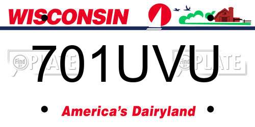 701UVU Wisconsin License Plate