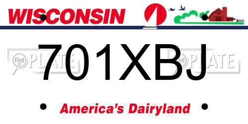 701XBJ Wisconsin License Plate