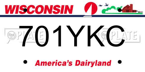 701YKC Wisconsin License Plate