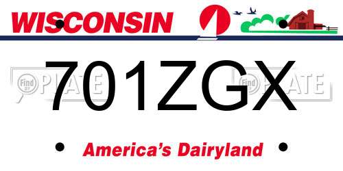 701ZGX Wisconsin License Plate