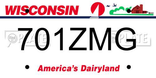 701ZMG Wisconsin License Plate