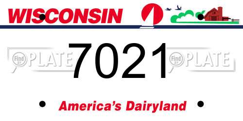 7021 Wisconsin License Plate