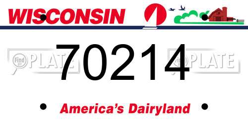 70214 Wisconsin License Plate