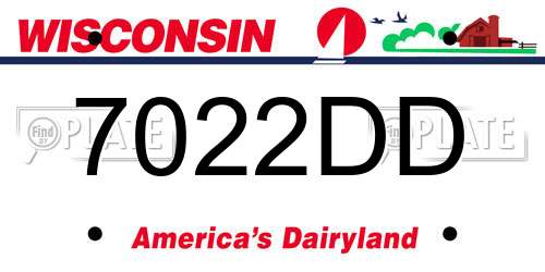 7022DD Wisconsin License Plate