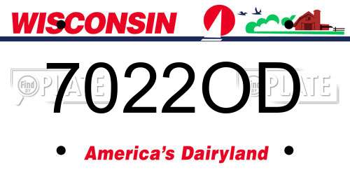 7022OD Wisconsin License Plate