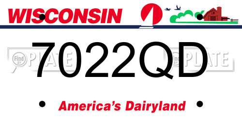 7022QD Wisconsin License Plate